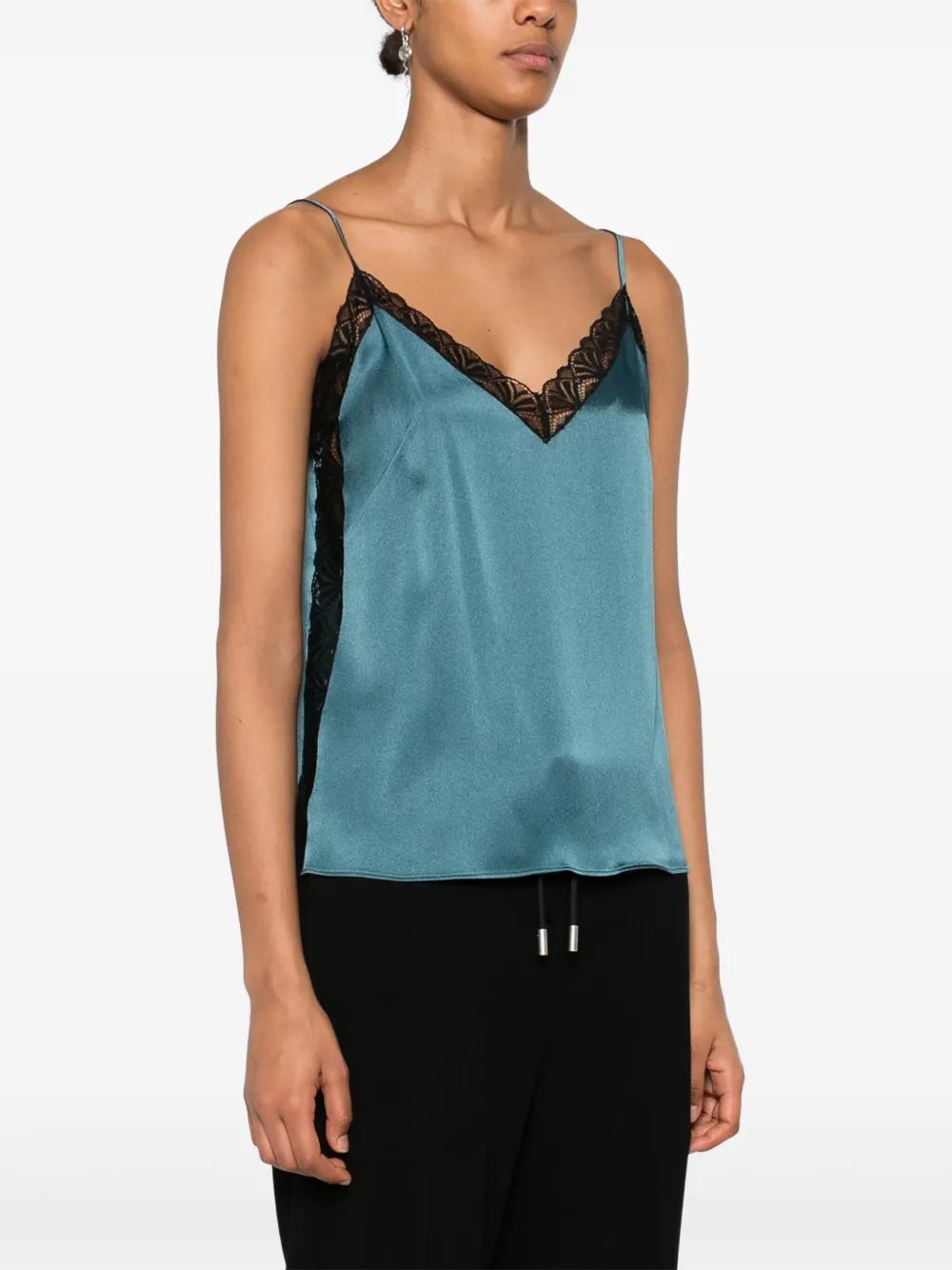 ALBERTA FERRETTI Lace-detail Satin Top In Blue Product Image