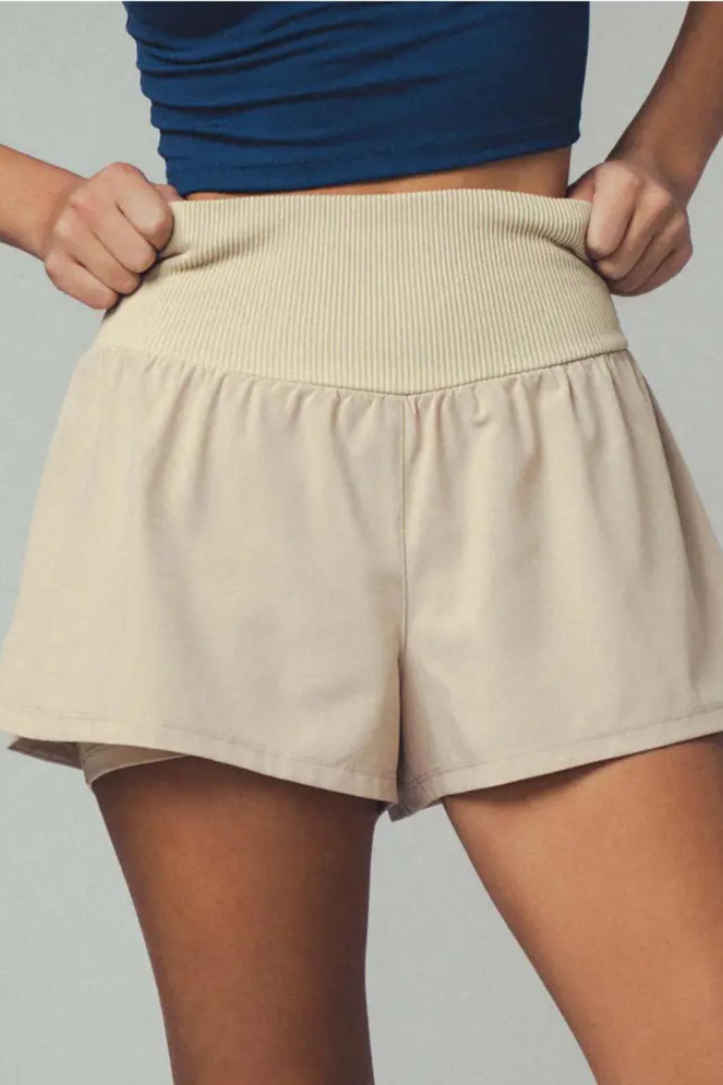 Ribbed Waistband Flowy Shorts Product Image