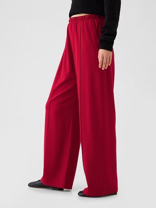 Wide-Leg Seamed Pull-On Pants Product Image