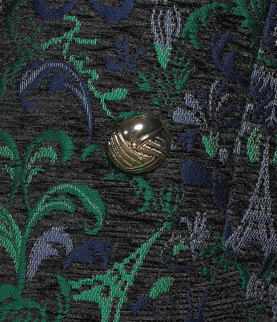 KARL LAGERFELD PARIS Textured Jacquard Print Notch Collar Cropped Jacket Product Image
