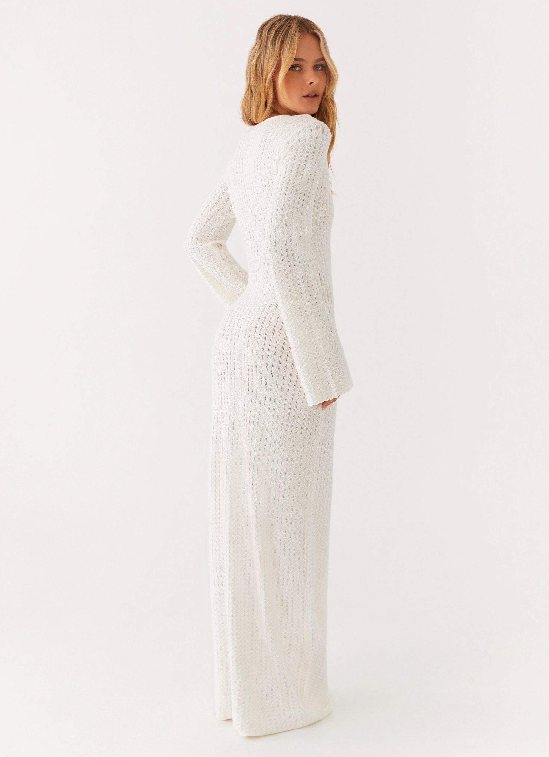 Open Air Knit Cut Out Maxi Dress - Ivory Product Image