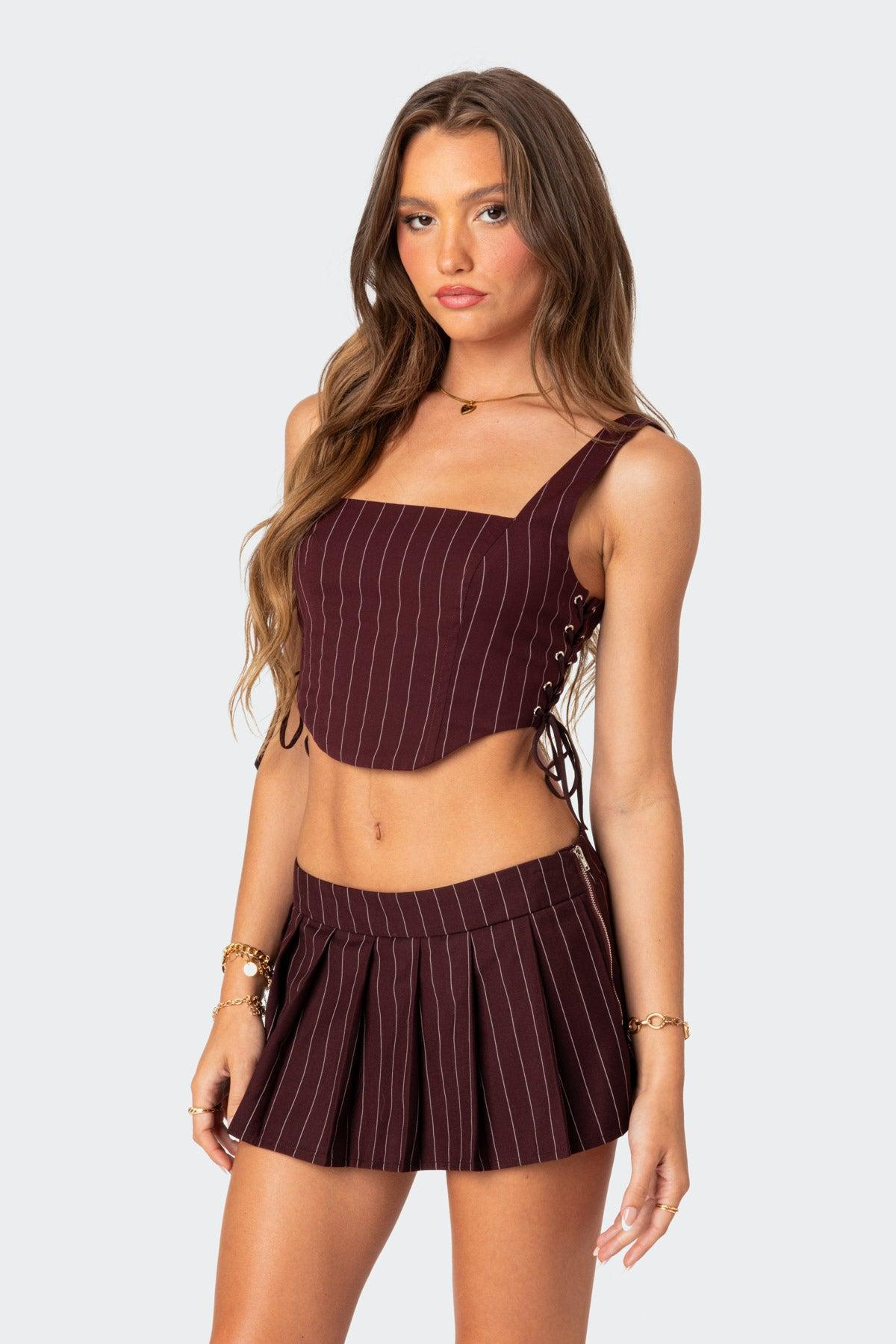 Pinstripe Side Lace Up Corset Product Image