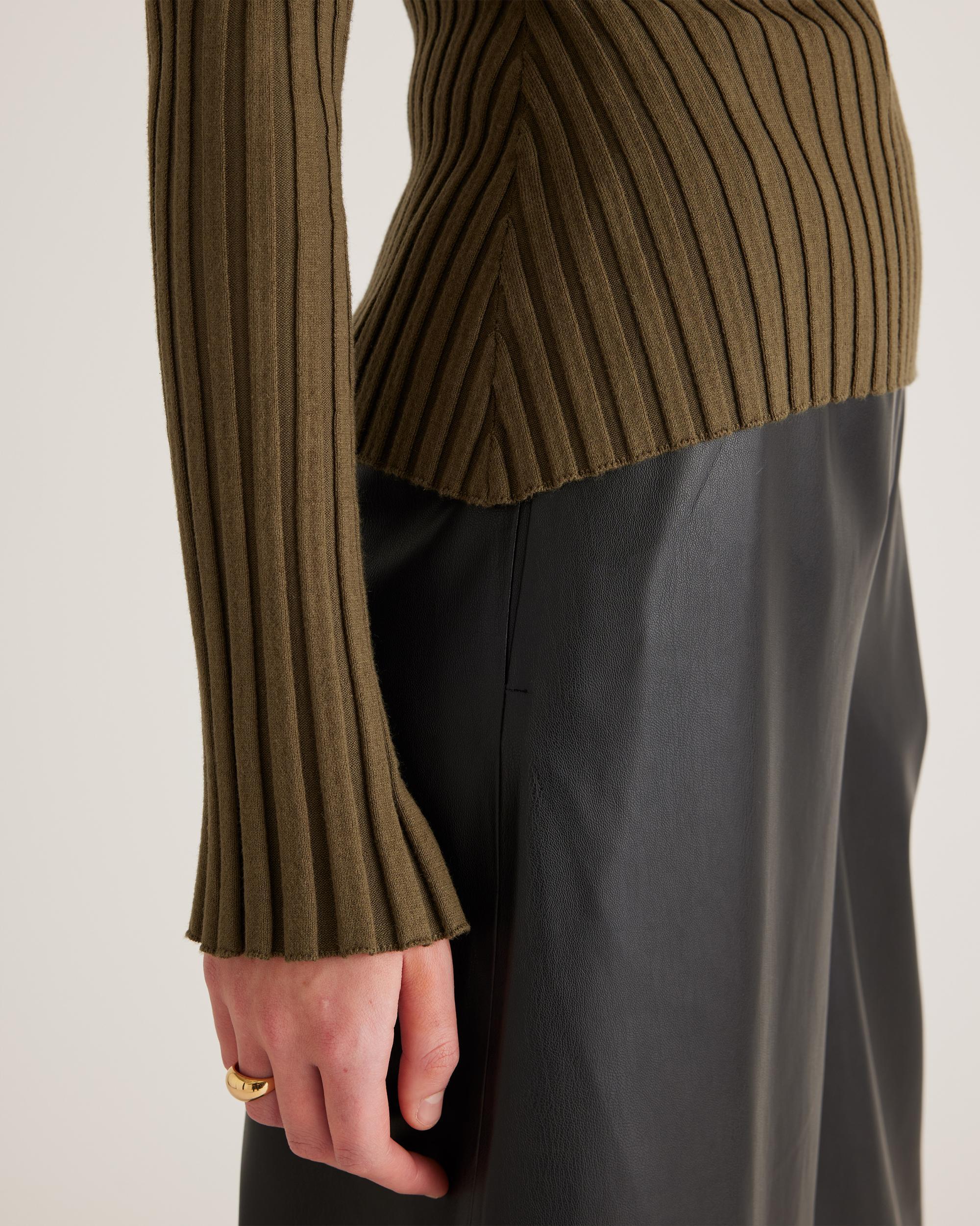 Quince | Women's Cotton Cashmere Ribbed Long Sleeve Sweater Product Image
