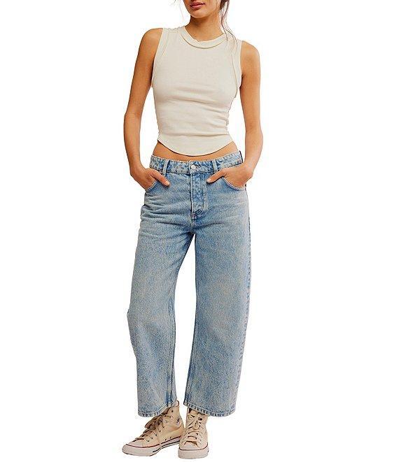 Free People We The Free Deep Trance Dropped Denim High Rise Wide Leg Boyfriend Jeans Product Image