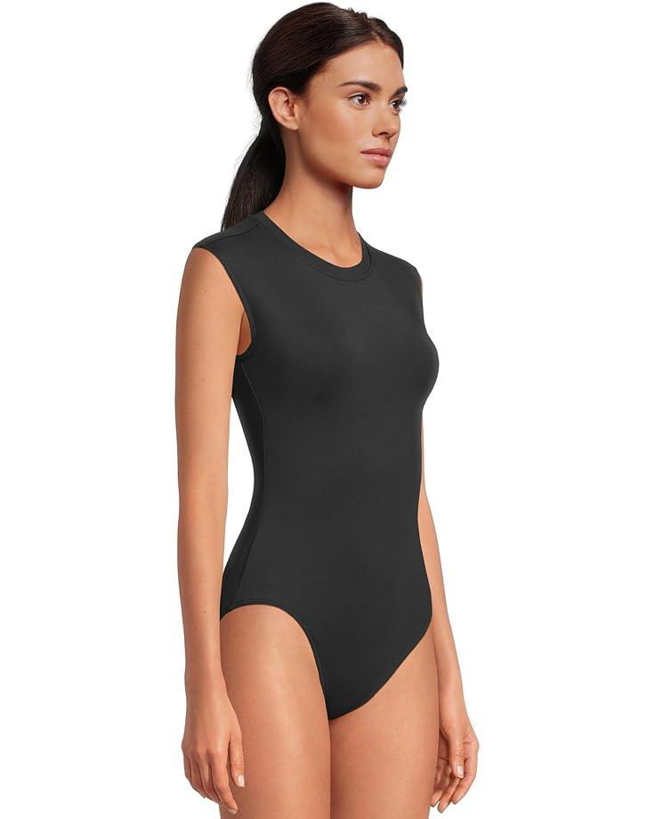 Cap Sleeve Zip Front One-Piece Swimsuit Product Image