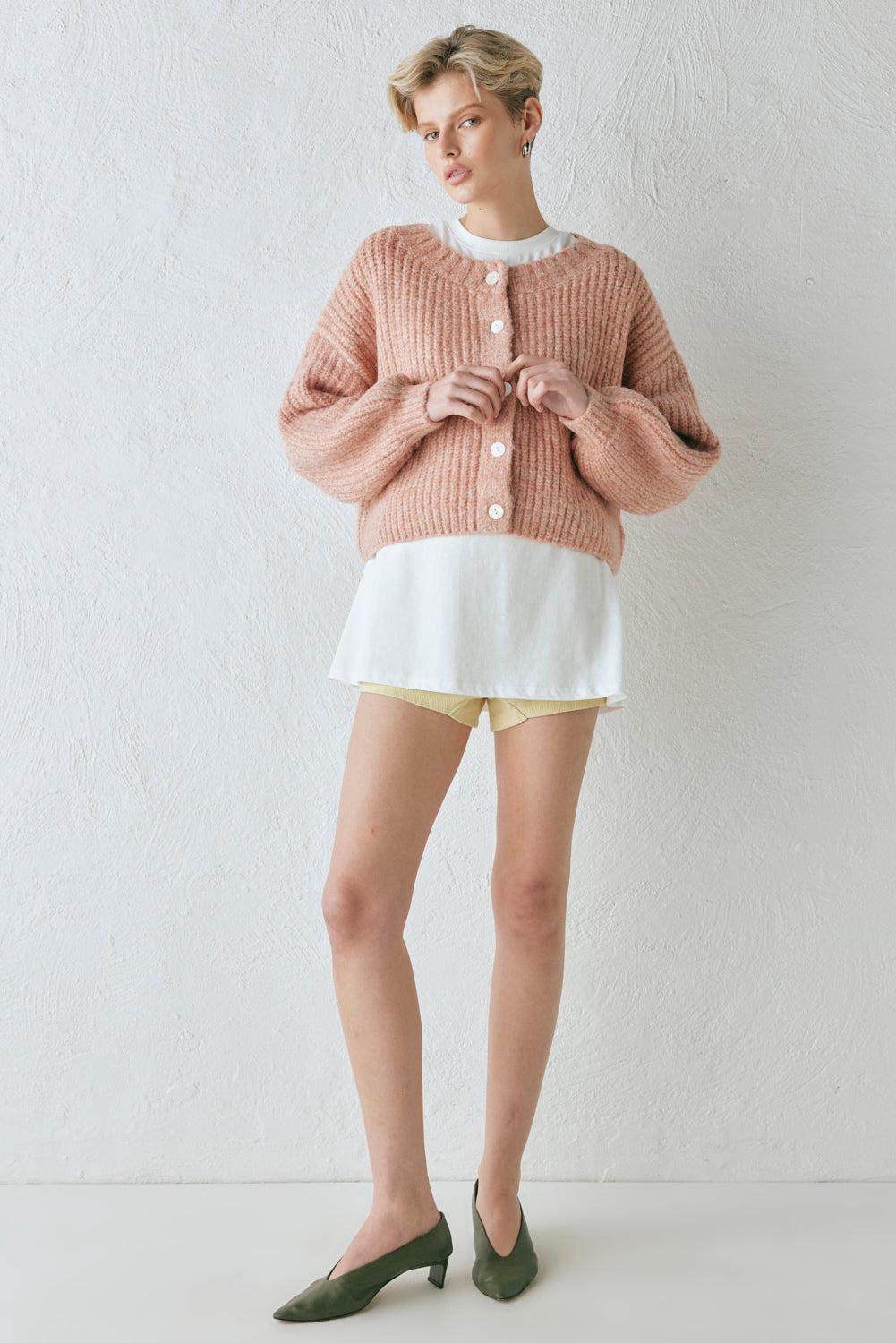 Elsie Knit Cardigan Rose Marle Product Image