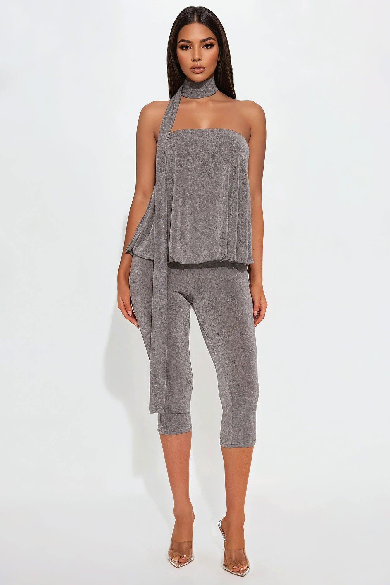 Jasmine Capri Jumpsuit - Silver Product Image