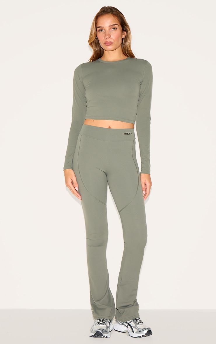Olive Ultimate Sculpt Long Sleeve Crop Gym Top Product Image