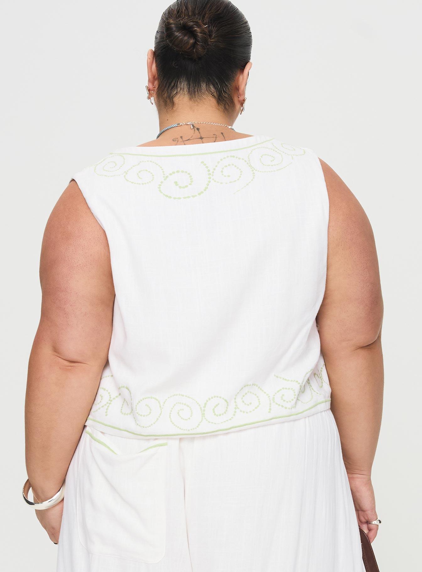 Kindred Tie Top White / Green Curve Product Image