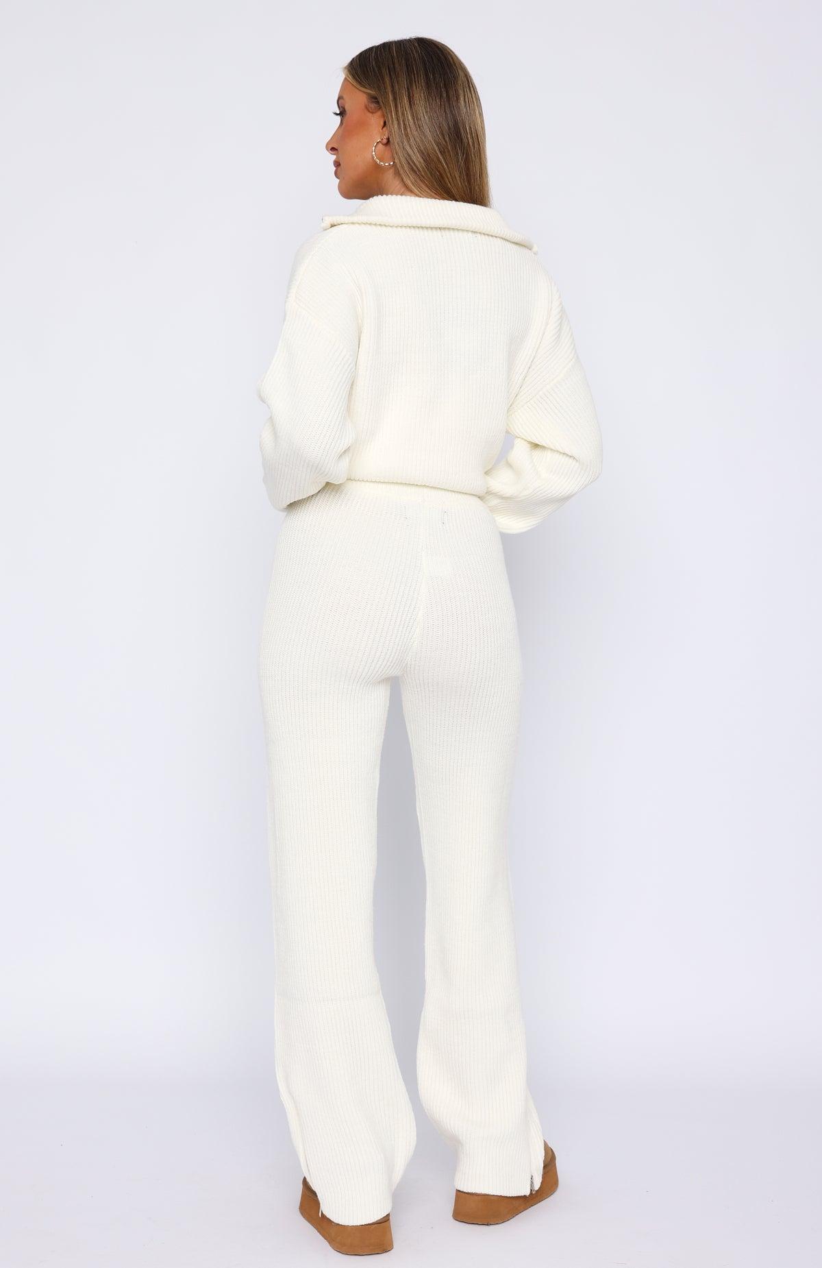 Let's Get Cosy Knit Pants Cream Product Image