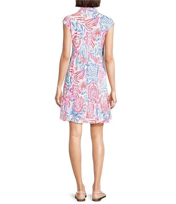 Lilly Pulitzer Arley Sun Sea Sand Print Notch Collar Cap Sleeve Tiered Shirt Dress Product Image
