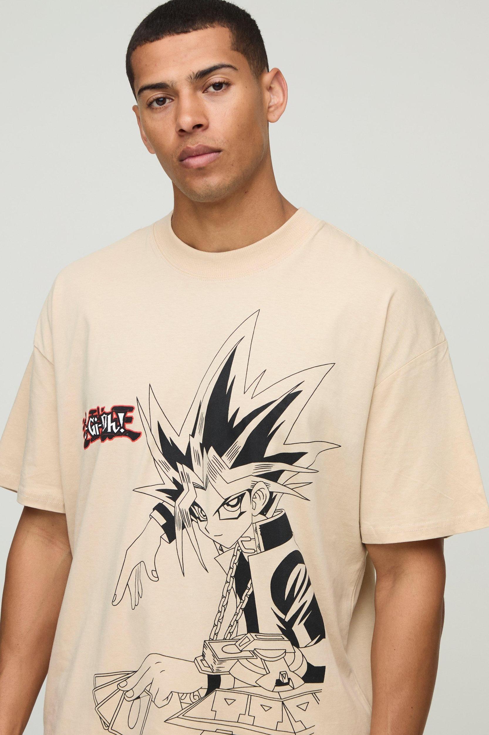 Sand Oversized Extended Neck Yu-Gi-Oh! License T-Shirt | boohooMAN USA Product Image