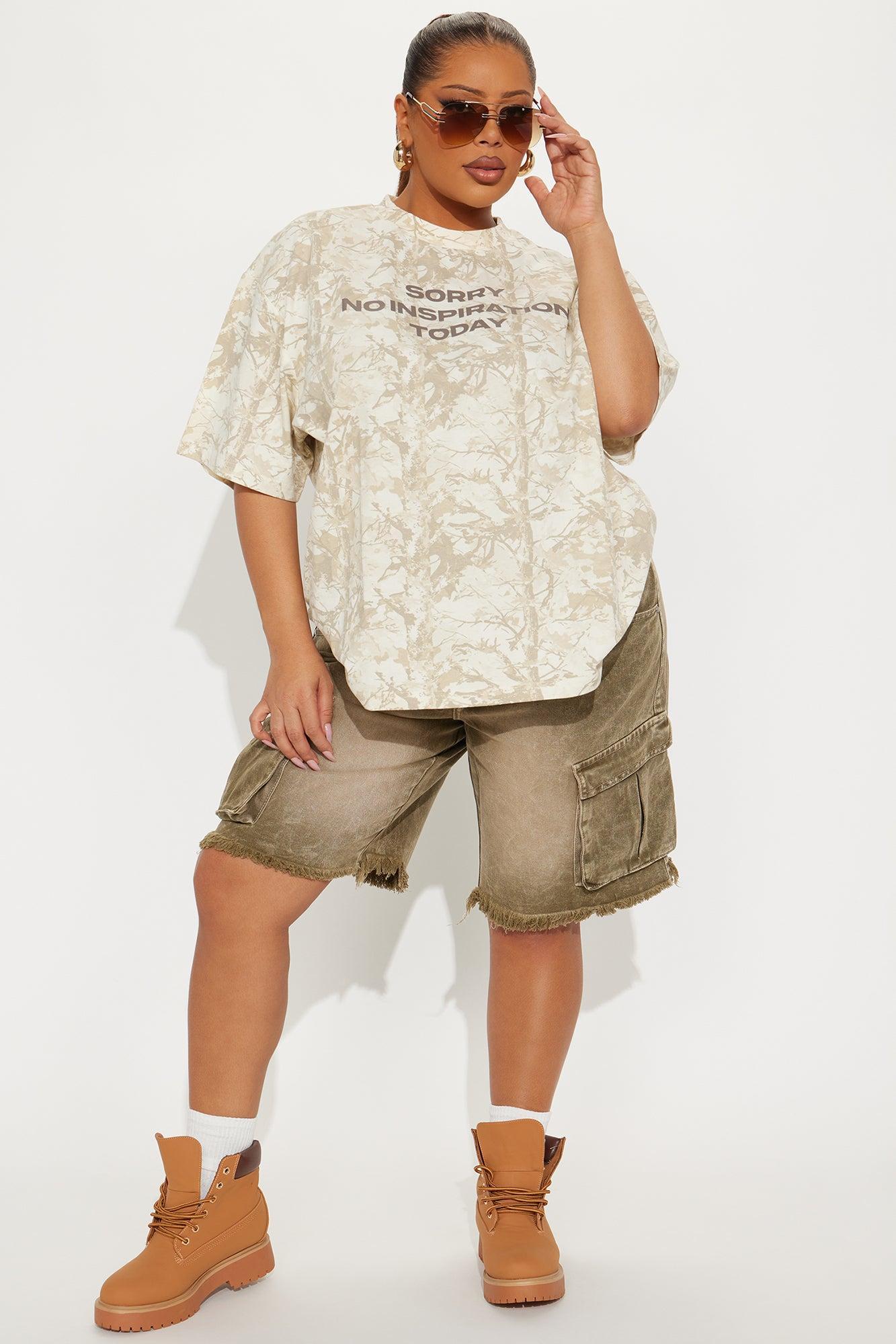 Sorry No Inspo Camo Oversized Tee - Camouflage Product Image