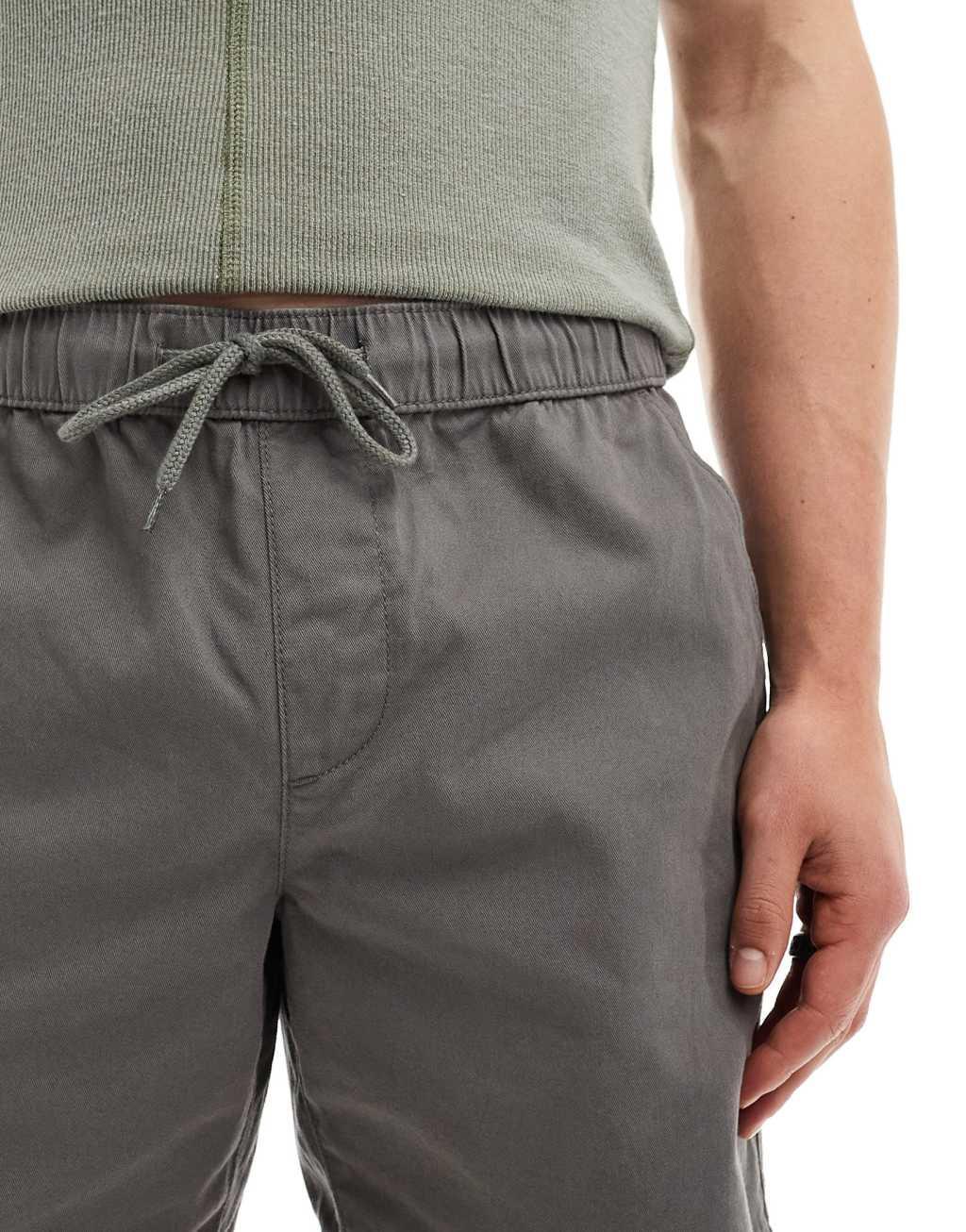 ASOS DESIGN slim chino shorts in gray Product Image