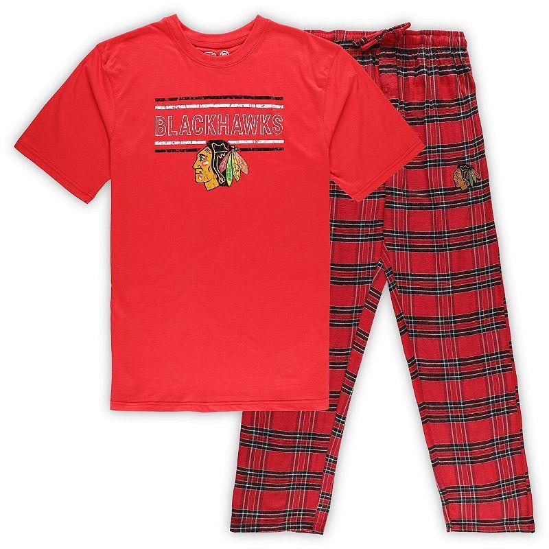 Men's Red Chicago Blackhawks Big & Tall T-Shirt & Pajama Pants Sleep Set, Size: 4XB Product Image
