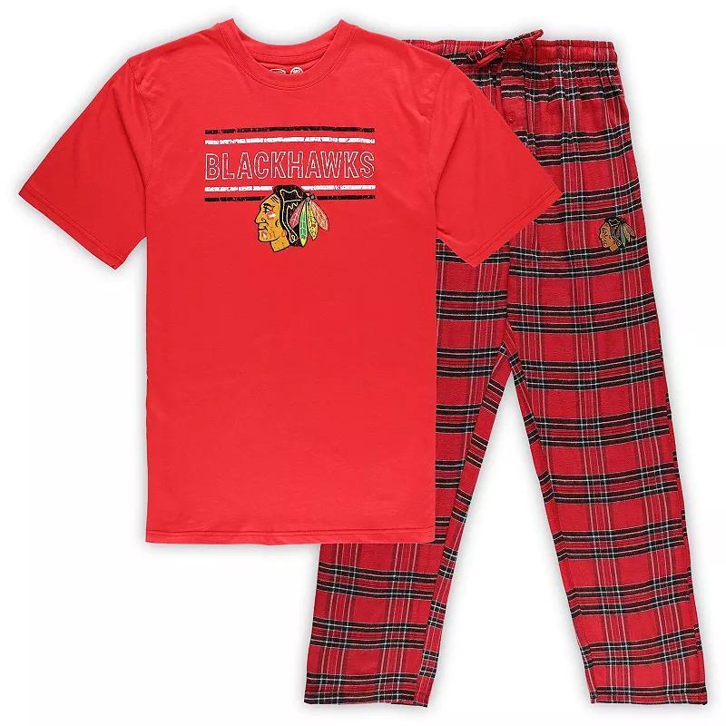 Men's Red Chicago Blackhawks Big & Tall T-Shirt & Pajama Pants Sleep Set, Size: 4XB Product Image