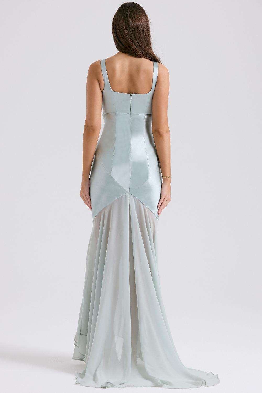Vittoria  pistachio chiffon floor length gown Product Image