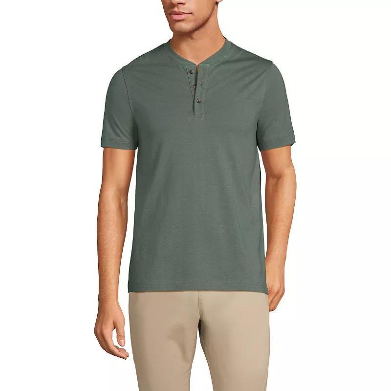 Men's Lands' End Short Sleeve Supima Jersey Henley Top, Size: XL, Tourmaline Product Image