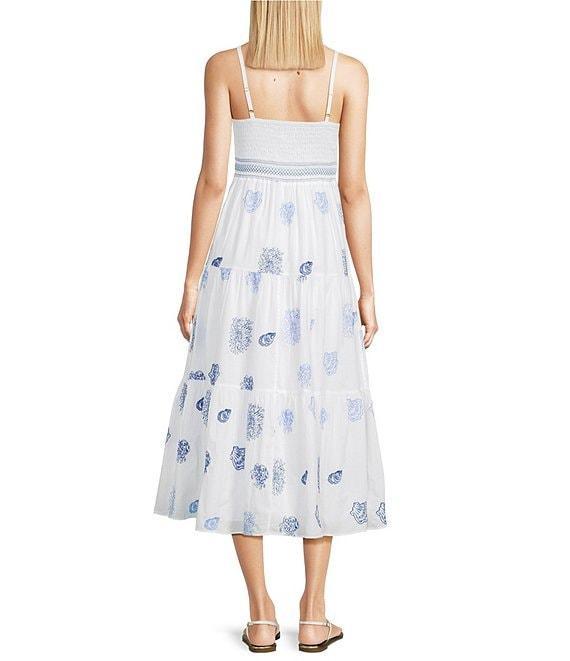 Lilly Pulitzer Zanna Castaway Embroidery V-Neck Sleeveless Fit-And-Flare Midi Dress Product Image