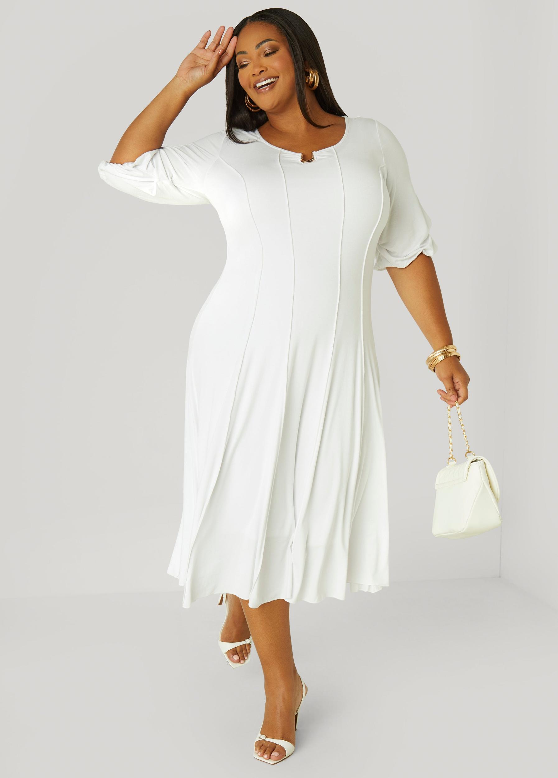 U Ring Seamed Midi Dress Product Image