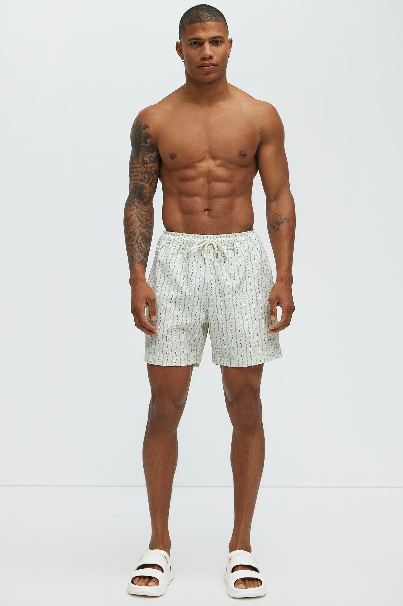 Pearl Printed Swim Mid Trunk - Cream/combo Product Image