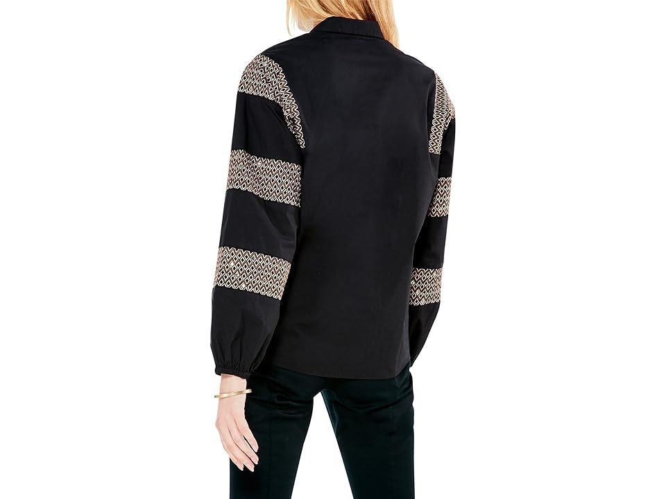 NIC+ZOE Touch of Sequin Shirt Onyx) Women's Clothing Product Image
