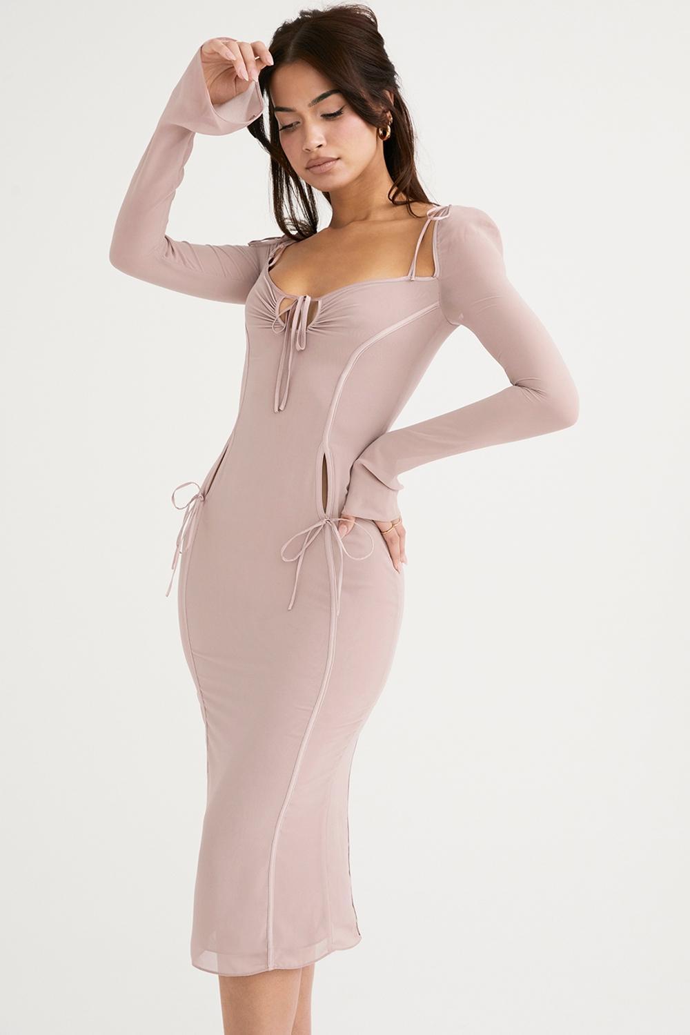 Ophelia Crystal Cutout Midi Dress Product Image