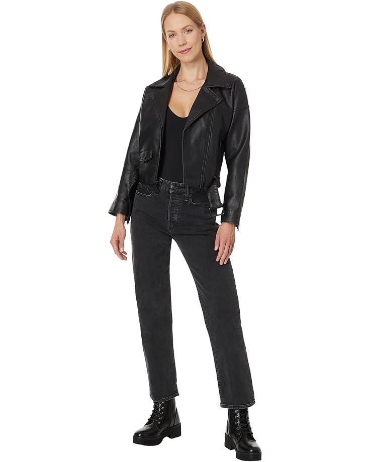 Faux Leather Moto Jacket Product Image