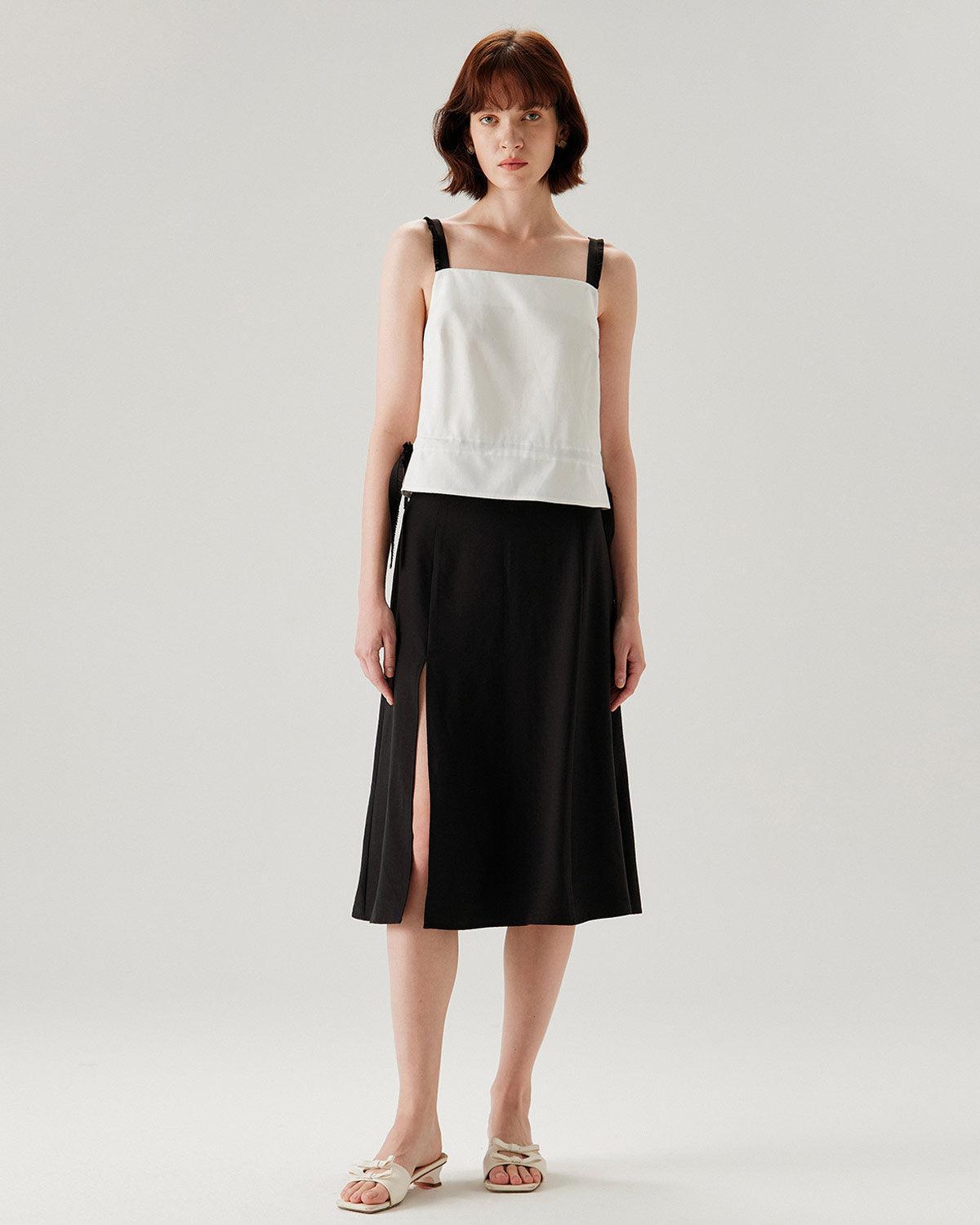 White Contrast Square Neck Tank Top Product Image