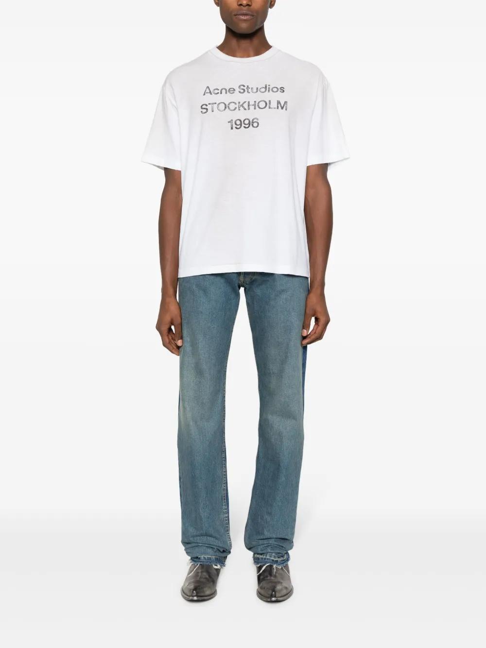 ACNE STUDIOS Logo Print T-shirt In Light Grey Product Image