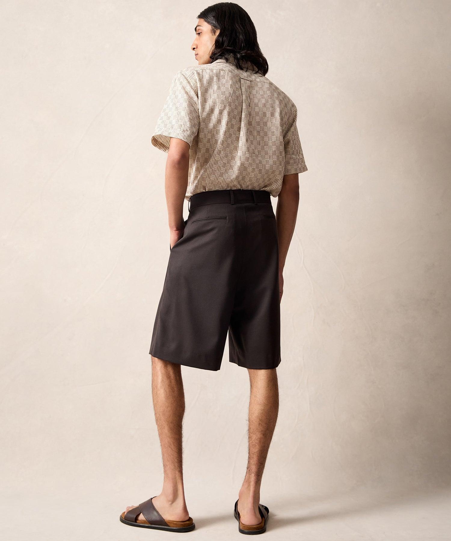 Italian Gabardine Belted Short in Dark Brown Product Image