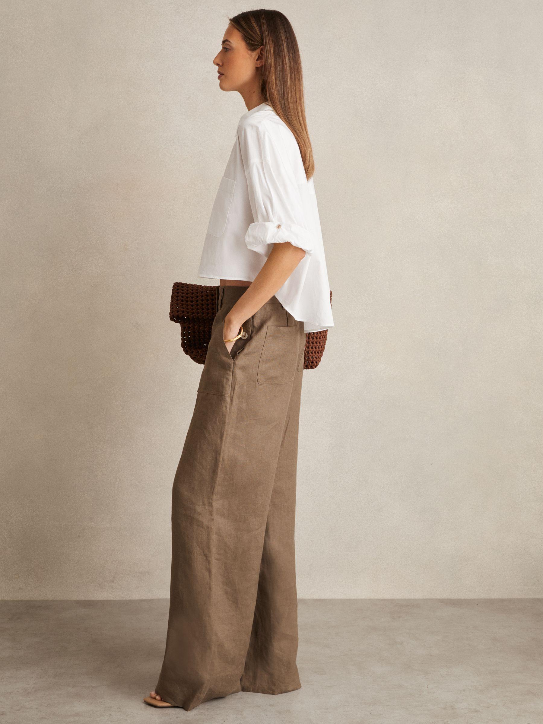 Cropped Cotton Shirt in White Product Image