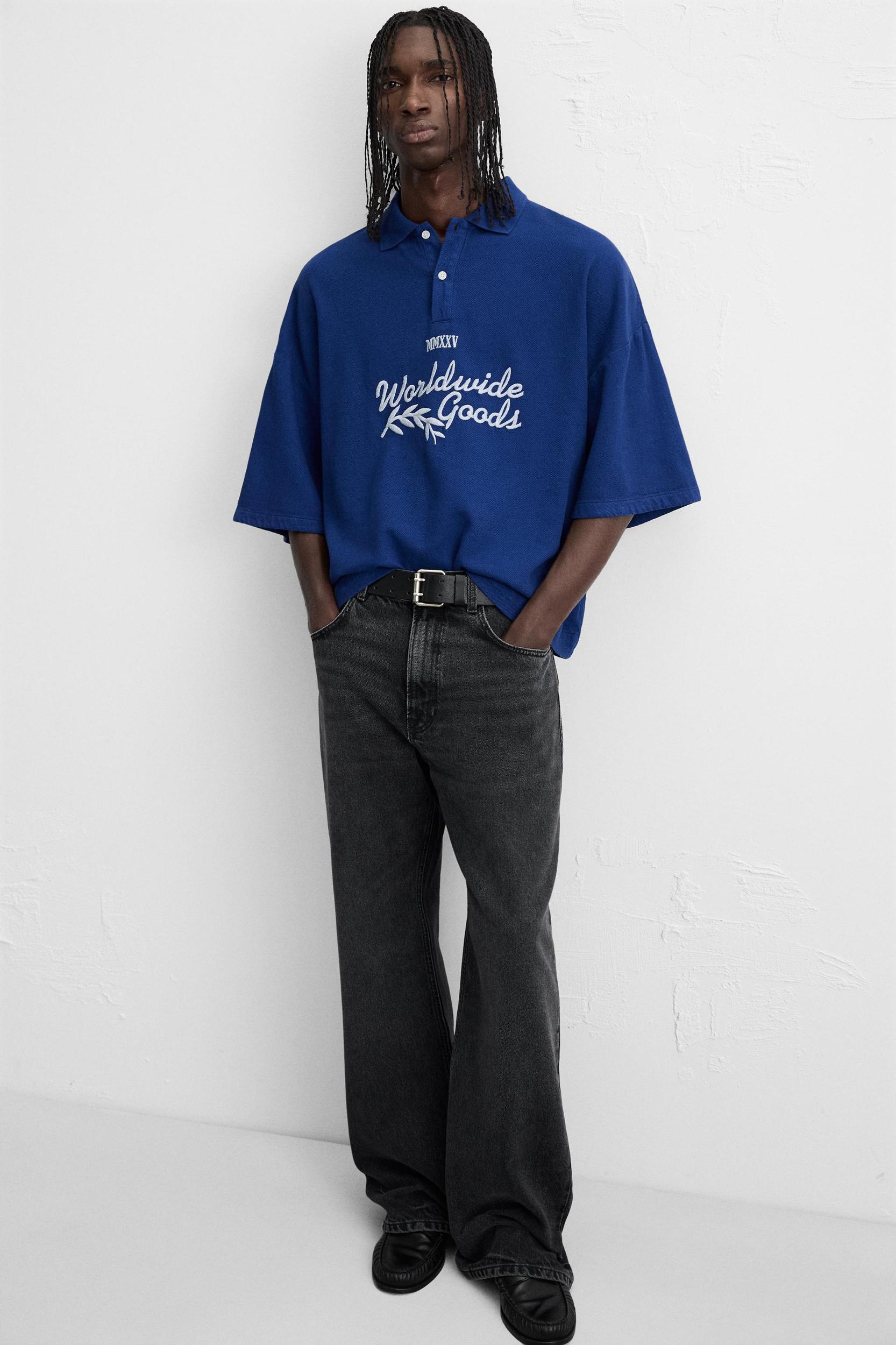 EMBROIDERED TEXT POLO SHIRT Product Image