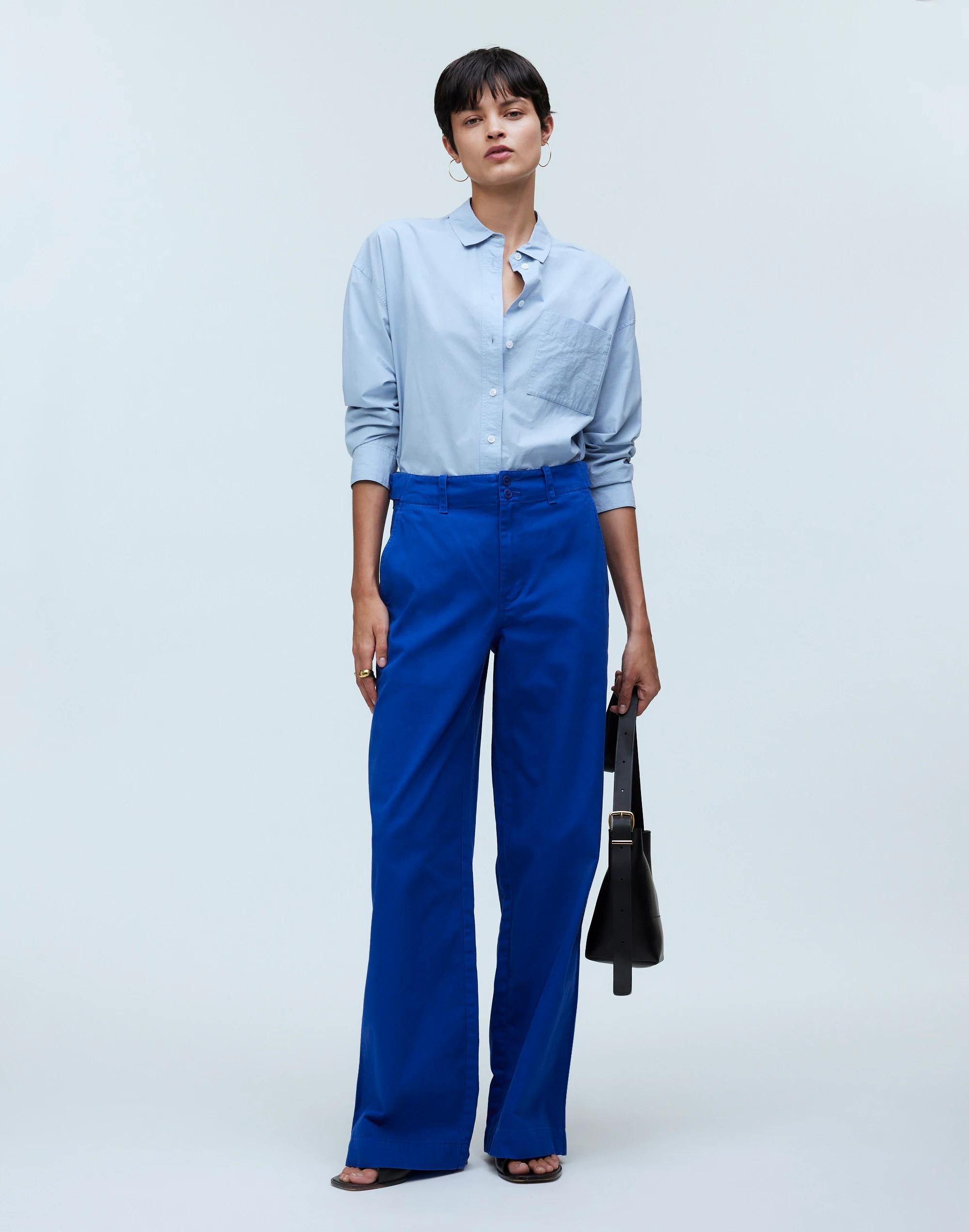 Button-Tab Wide-Legs Pants Product Image