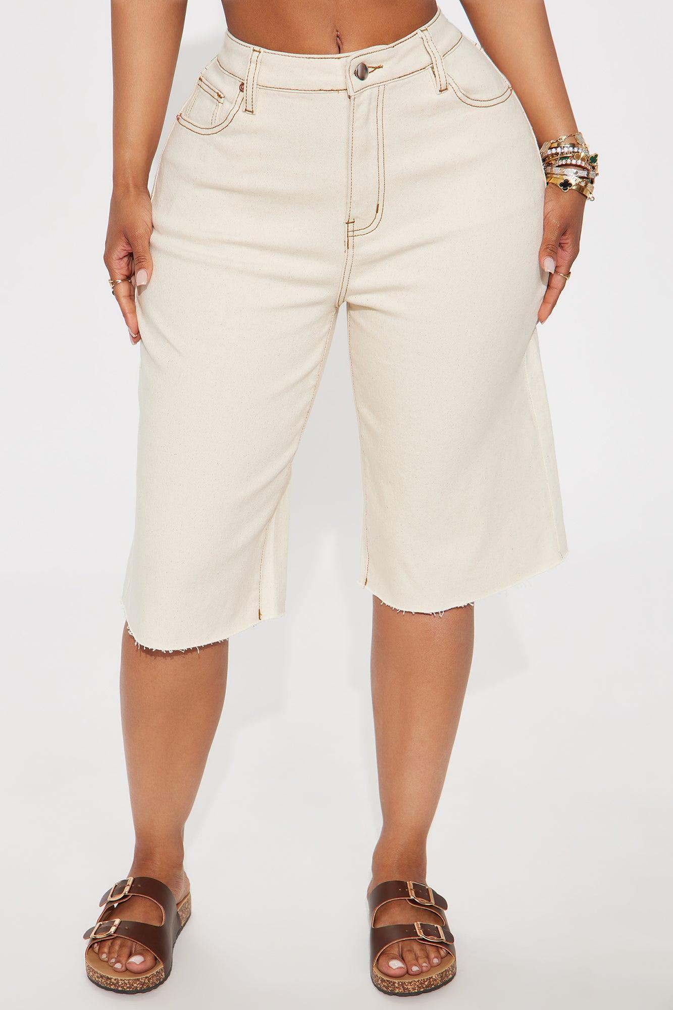 Weekend Vibes Denim Jorts - Cream Product Image