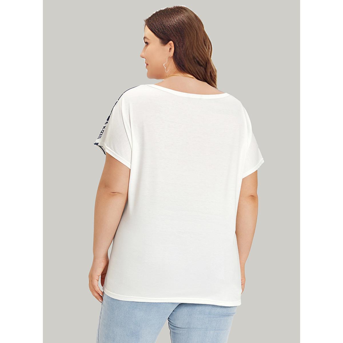 Plus Size Boho Print Batwing Sleeve Crew Neck T-shirt Multicolor Women Casual Printed Bohemian Print Round Neck Dailywear T-shirts BloomChic 22-24/3X Product Image