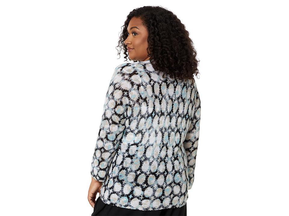 NIC+ZOE Plus Size Sand Dollar 4-Way Cardigan (Aqua Multi) Women's Sweater Product Image