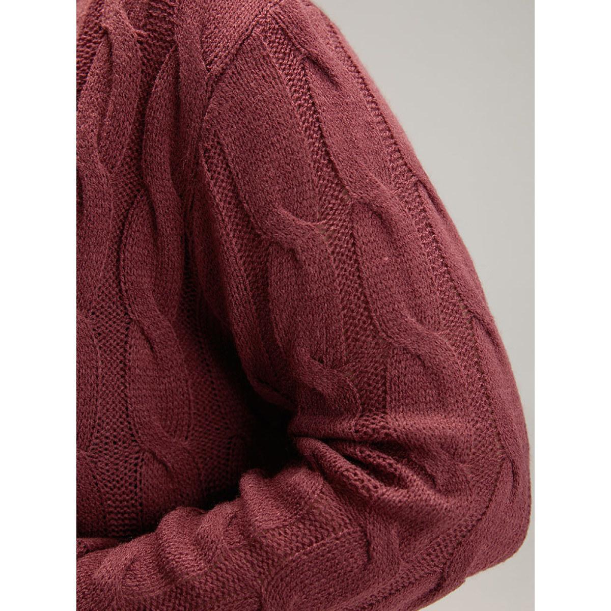 Plus Size Cable Knit Open Front Pocket Cardigan Scarlet Women Casual Loose Long Sleeve Everyday Cardigans BloomChic 26/4X Product Image