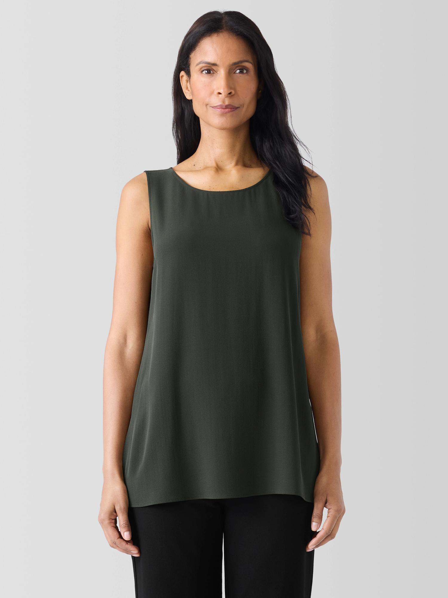 Silk Georgette CrepeBallet Neck Long Tank Product Image