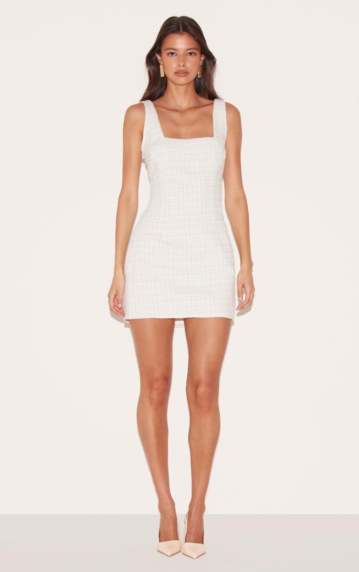 Almond Boucle Square Neck Mini Dress Product Image