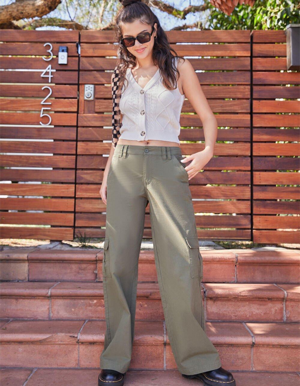 RSQ Womens Low Rise Cargo Pants - DK GREEN Product Image