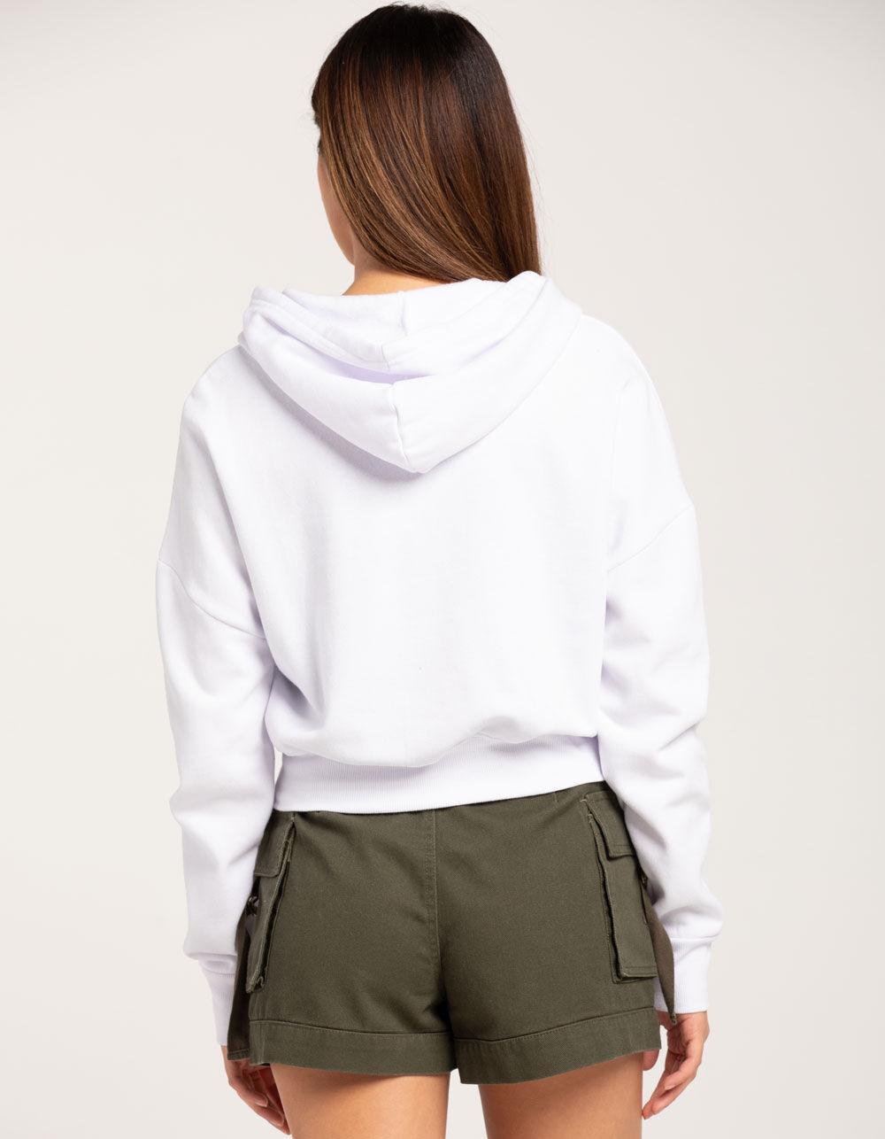 TILLYS Cropped Zip-Up Womens Hoodie - WHITE Product Image