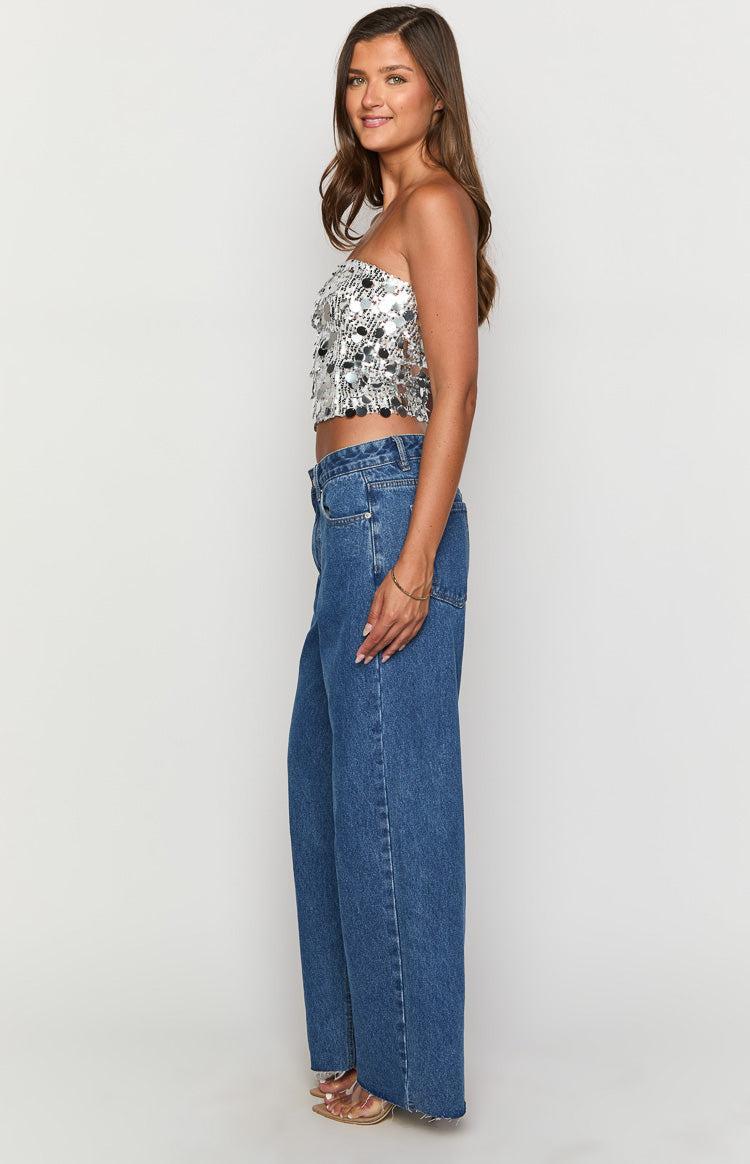 She's Yours Mid Wash Denim Wide Leg Boyfriend Jeans Girls Product Image