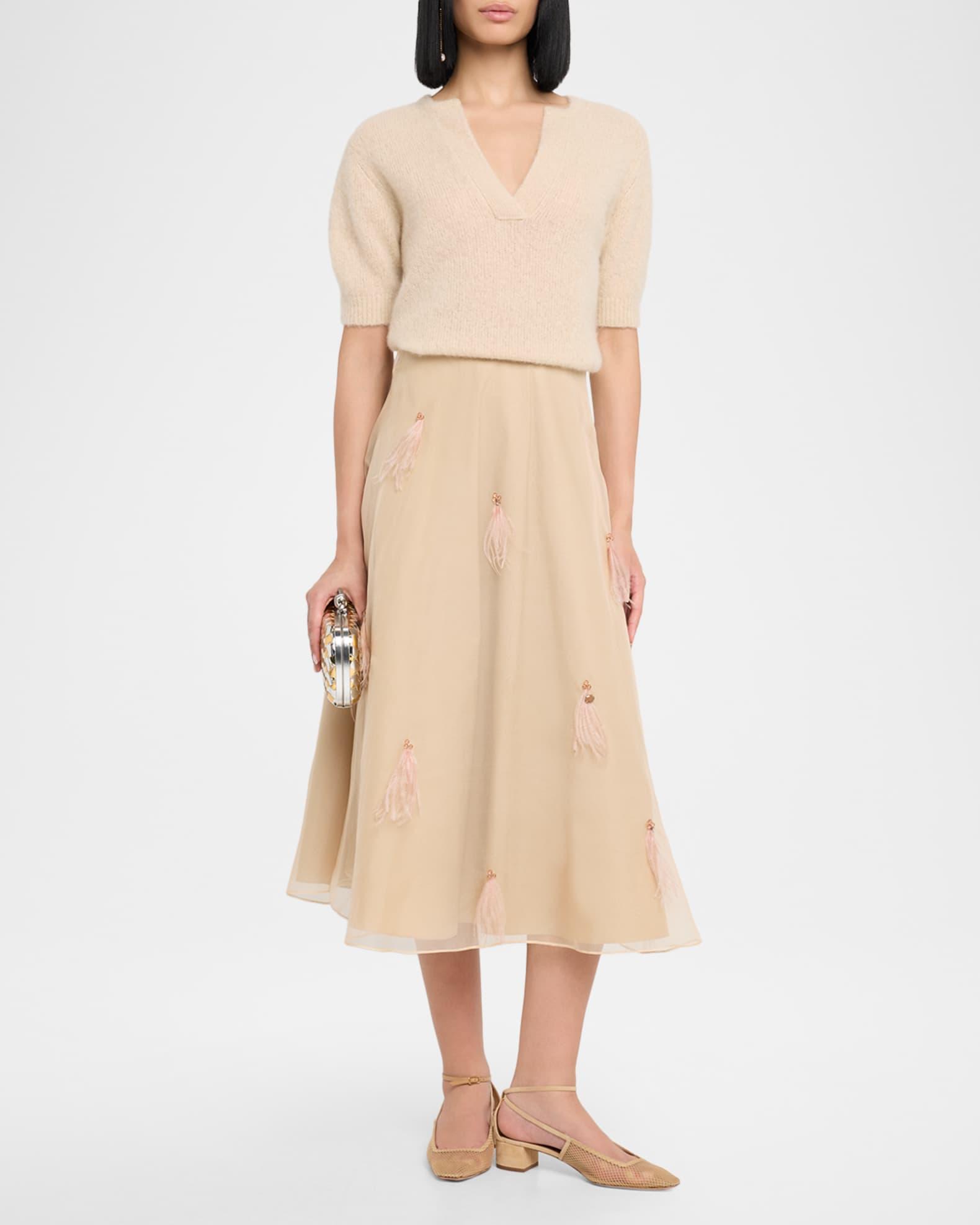 Sheer Volumes Beaded Organza Midi Skirt Product Image