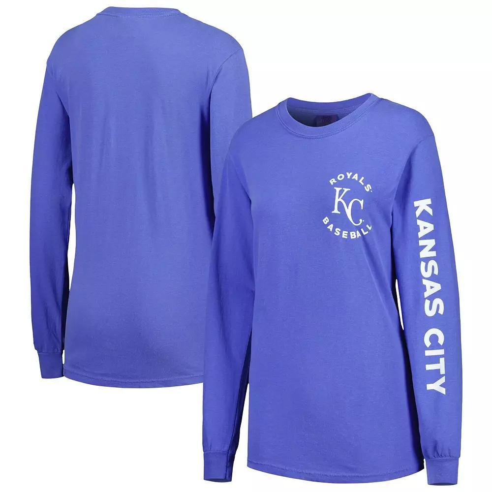 Women's Soft as a Grape Royal Kansas City Royals Team Pigment Dye Long Sleeve T-Shirt, Size: Medium, Blue Product Image