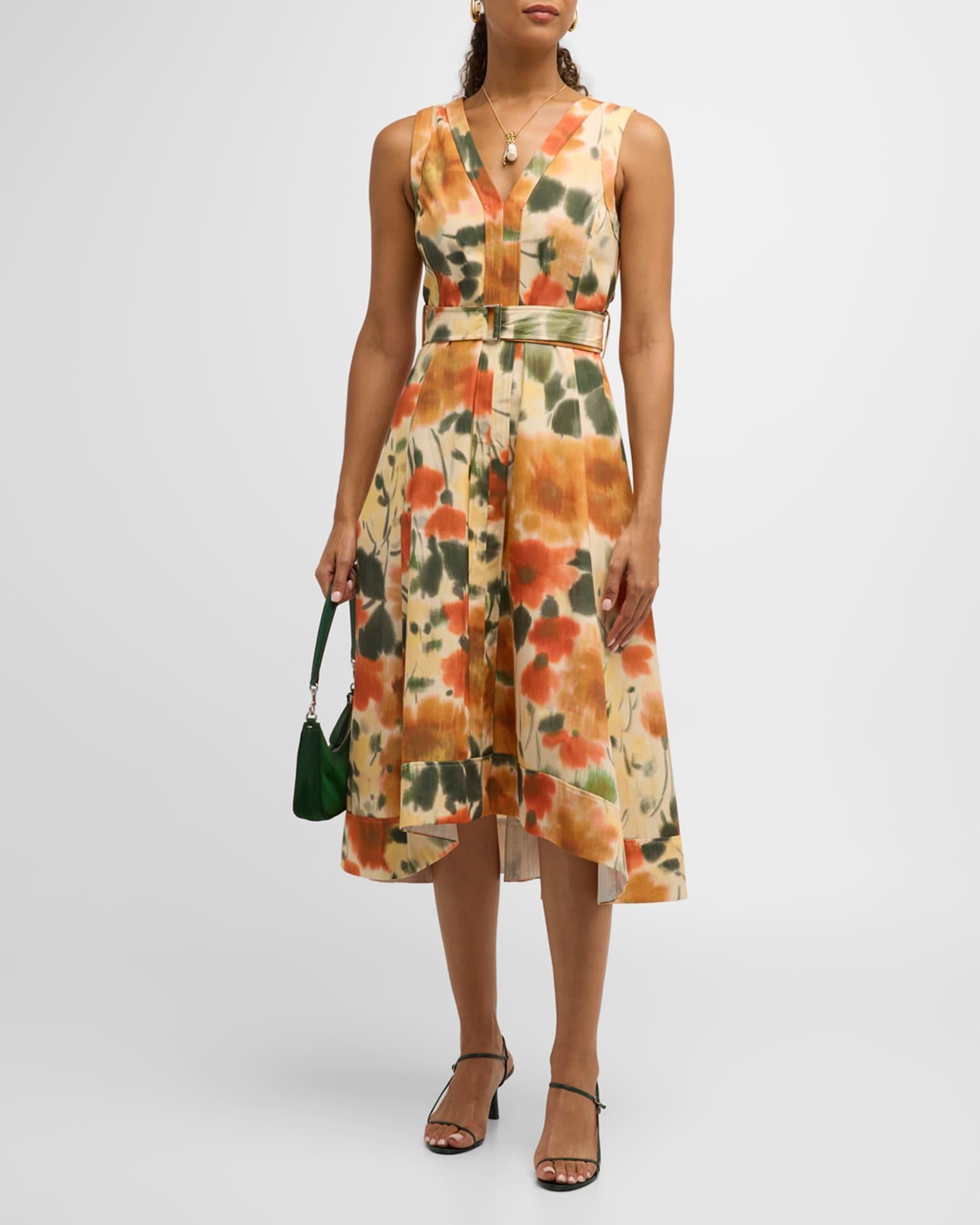Blurred Marigold Belted Midi Dress Product Image