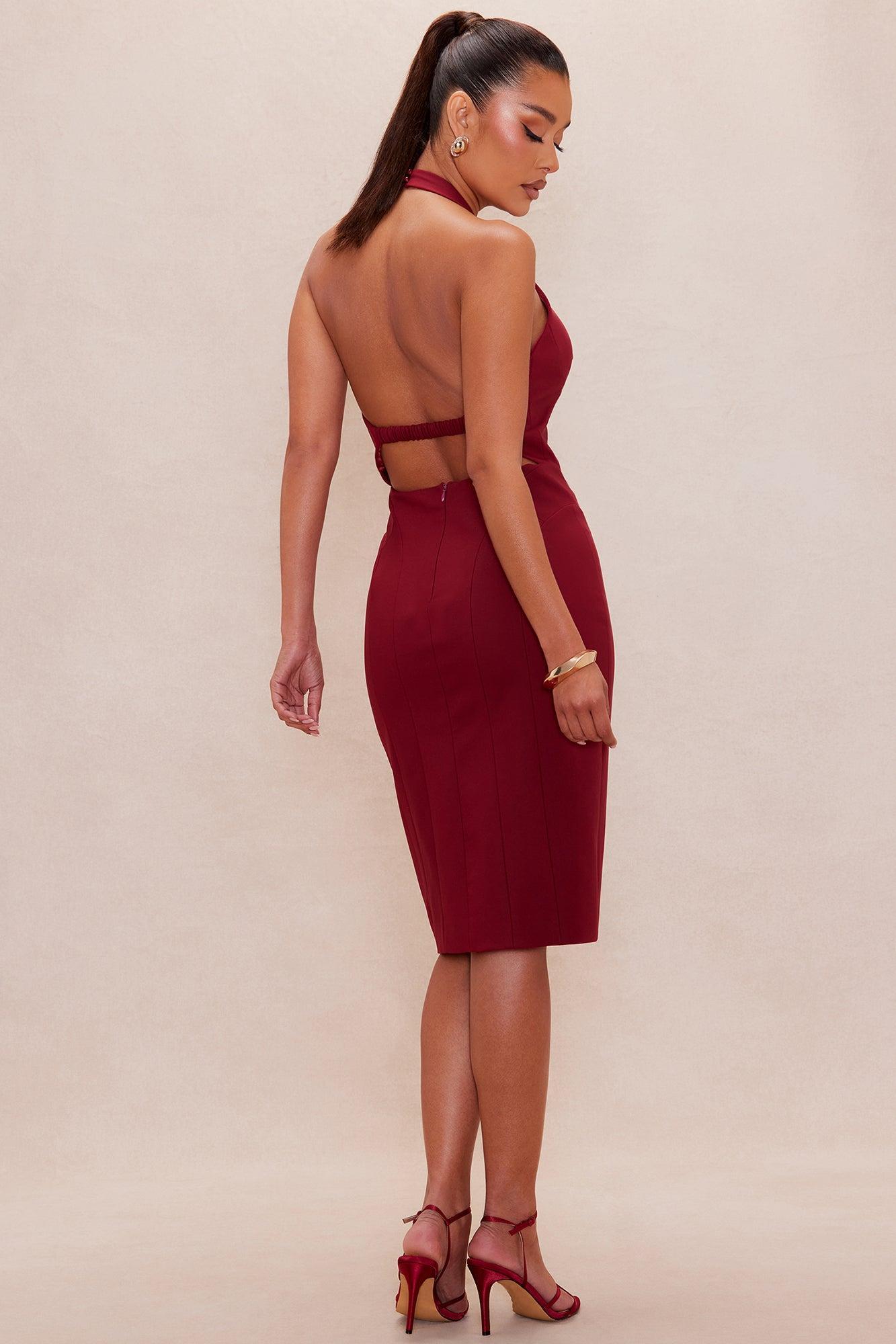 Anna Halter Midi Dress - Wine Product Image