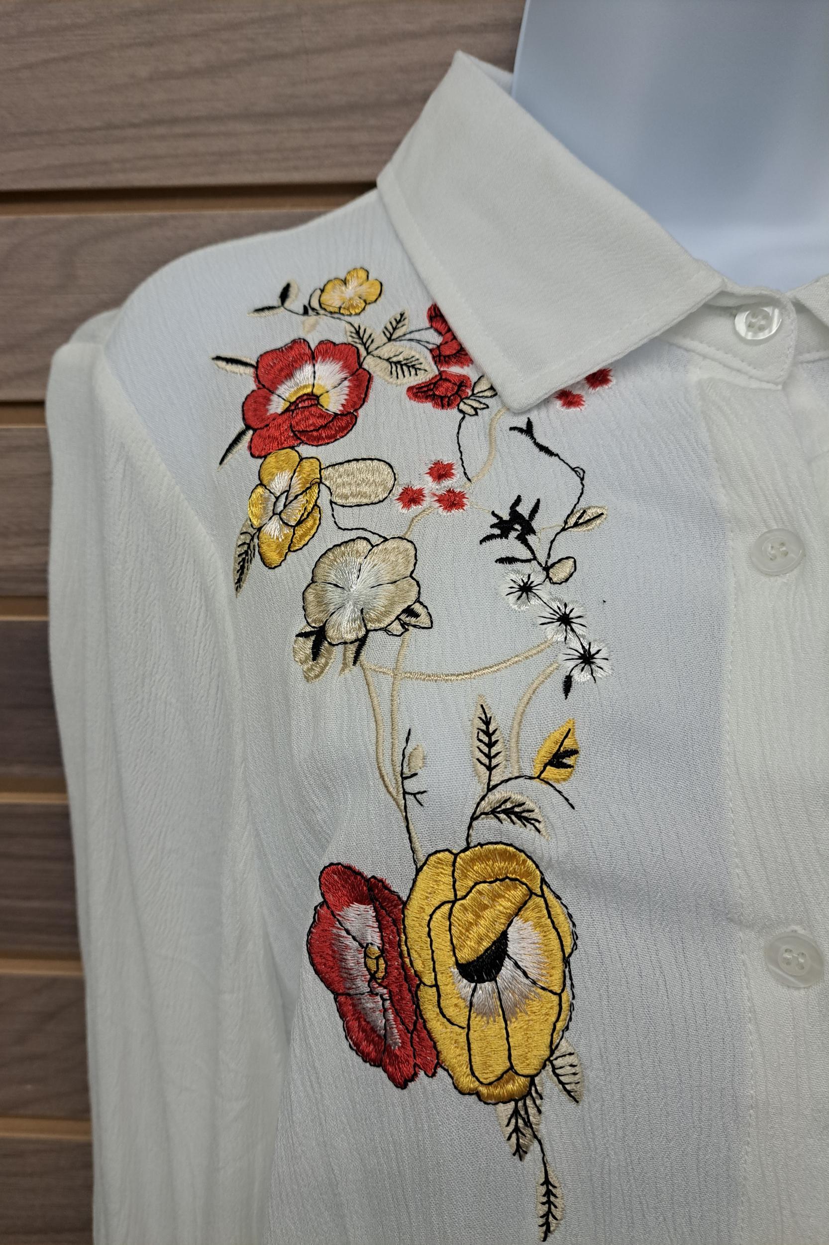 EmbroideRed floral blouse Product Image