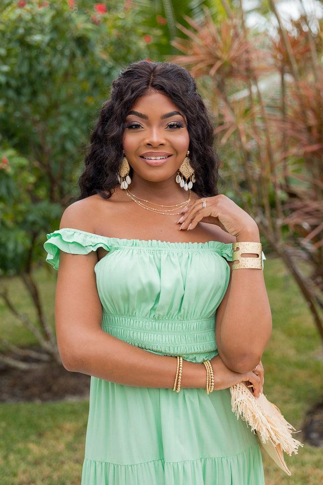 Living A Dream Green Woven Maxi Dress SALE Product Image