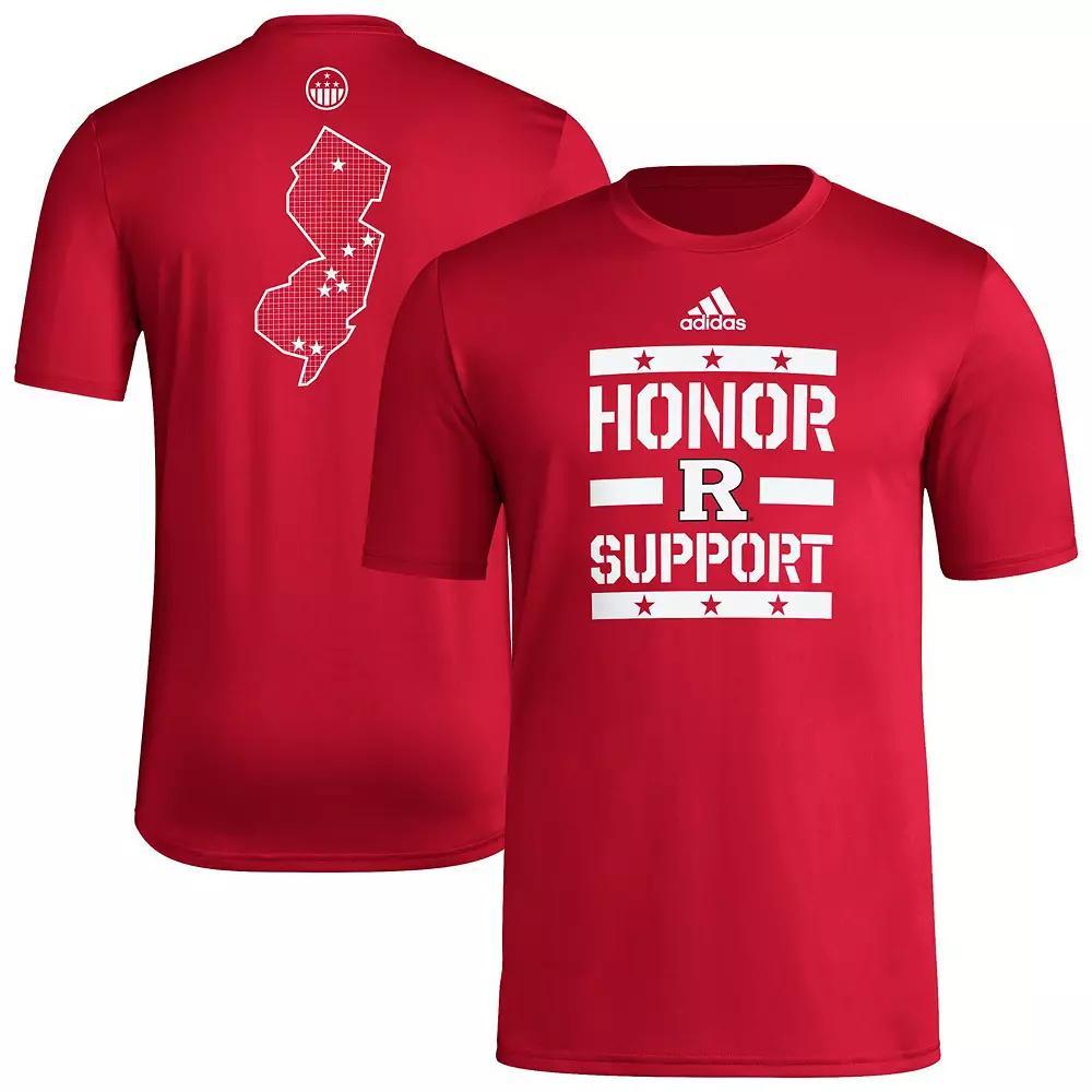 Men's adidas Scarlet Rutgers Scarlet Knights Honor & Support Pre-Game T-Shirt, Size: XL, Red Product Image